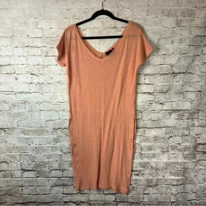 Out From Under Small Dress Urban Outfitters Knit Short Sleeve Side Slit Apricot